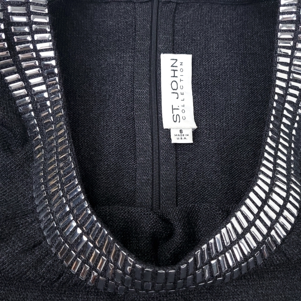 St. John Collection Charcoal Silver Sheath Dress 6 - Picture 11 of 12